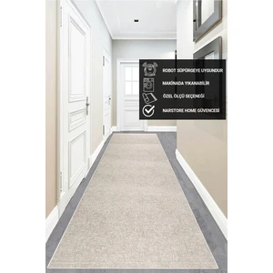 NarStore Home Düz Bej Kaymaz Taban Yıkanabilir Kesme Yolluk Halı