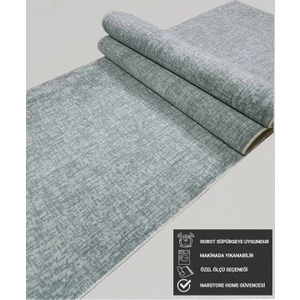NarStore Home Düz Gri Kaymaz Taban Yıkanabilir Kesme Yolluk Halı