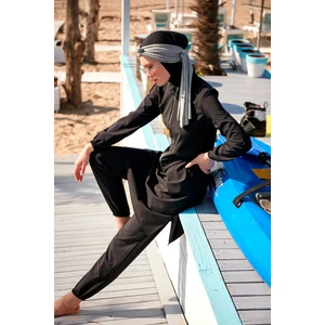 Paraşüt Basic Siyah Tam Kapalı Tesettür Mayo M2314