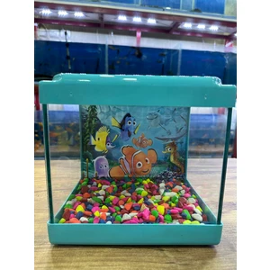 Ertargın Shop Mavi Renkli Kare Mini Akvaryum 20X20X15