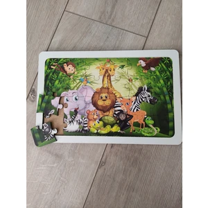 Safari Orman Hayvanları Puzzle Ahşap Renkli Puzzle 24 Parça