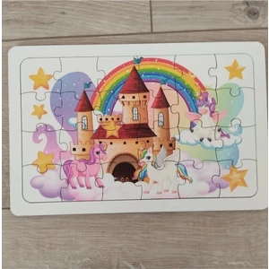 24 Parça Ahşap Unicorn Puzzle