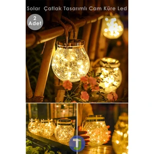 2li Solar Güneş Enerjili Sarkıt Cam LED Işık Küre Bahçe Aydınlatma Dekorasyon Balkon Lamba