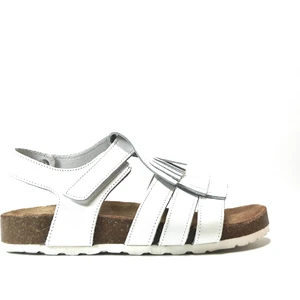 Onlo Ayakkabı 286 Hakiki Deri Beyaz Cırtlı Ortopedik Kız Çocuk Sandalet