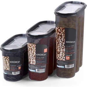 King Mop 3'Lü Sızdırmaz Kapaklı Erzak Saklama Kabı Seti 1 X (1200 Ml, 1700 Ml, 2400 Ml) Fükmmsk-01
