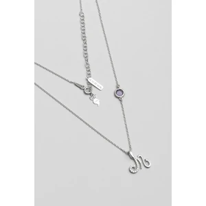 So CHIC Zodyak Koleksiyonu Akrep Burcu 18 Ayar Beyaz Altın Kaplama 46 cm Gümüş Kolye