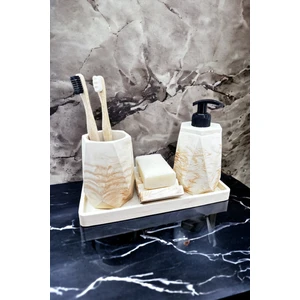 Beton Banyo Seti Bej Renkli 4 Parça Kırılmaya Dayanıklı Modern Tasarım