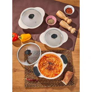 Granit Plus 3'Lü Sahan Seti Tak/Çıkar Silikon Saplı Krem