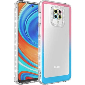 Xiaomi Redmi Note 9 Pro Simli ve Renk Geçiş Tasarımlı Lens Korumalı Silikon Kılıf