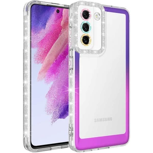 Samsung Galaxy S21 Fe Simli ve Renk Geçiş Tasarımlı Lens Korumalı Silikon Kılıf