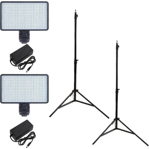Pro LED-576A Video Kamera Işığı Ikili Set + 2 Metre Işık Ayağı Güç Adaptörü 576 A LED Işık