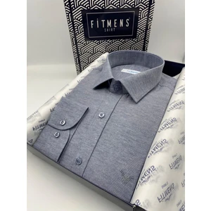 Slim Fit Uzun Kol Saten Hediye Kutulu Kolay Ütülenebilir Erkek Gömlek(KR.9511) - İndigo