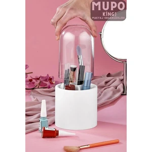 King Mop Mupo Füme Renkli 7 Bölmeli Şeffaf Koruma Kapaklı Makyaj Fırçası Ve Kozmetik Organizer