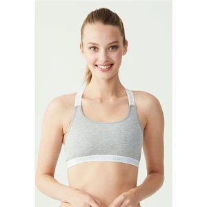 U.S. Polo Assn. 66117 Kadın Gri Melanj Çapraz Askılı Büstiyer