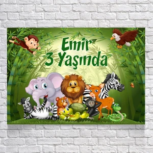 Reysa Tasarım Safari Hayvanlar Temalı Doğum Günü AFIŞI35 x 50 cm
