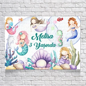 Reysa Tasarım Deniz Kızı Temalı Doğum Günü AFIŞI35 x 50 cm