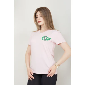 Banada Moda Kadın Ekolojik Baskılı V Yakalı Basic T-Shirt