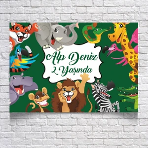 Reysa Tasarım Safari Hayvanlar Temalı Doğum Günü AFIŞI35 x 50 cm