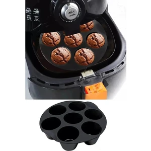 TBY Shop Airfryer Silikon Muffin Kek Kalıbı 7 Gözlü Hava Fritözü Kek Pişirme Kalıbı