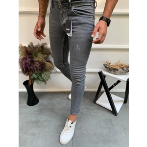 Erkek Gri Skinnyfit Likralı Jean Kot Pantolon
