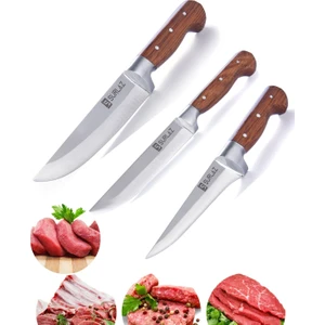 Handmade Sürmene Kasap Kurban Serisi Bıçak Seti Et Sebze Yüzme Sıyırma Bıçak Mutfak Bıçağı 3'Lü