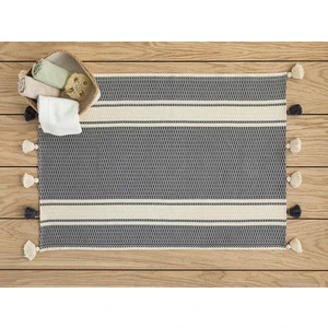 English Home Harry Pamuklu Püsküllü Banyo Paspası 60 x 90 cm Antrasit - Ekru