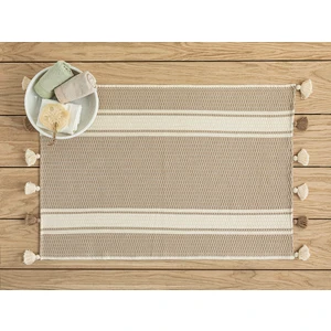 English Home Harry Pamuklu Püsküllü Banyo Paspası 60 x 90 cm Bej - Ekru