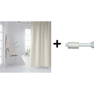 Banyo Duş Perdesi Krem 120 x 200 cm Perde Borusu Askı Aparatı 90 x 130 cm