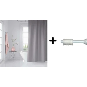 Banyo Duş Perdesi Gri 120 x 200 cm Perde Borusu Askı Aparatı 90 x 130 cm