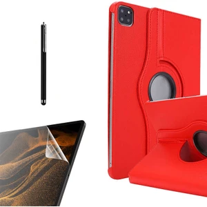 Case Street Apple iPad Pro 11 2020 11 Inç Kılıf Kapaklı Standlı 360 Dönebilen Koruma DN22 + Nano + Kalem Kırmızı