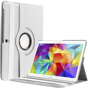 Samsung Galaxy Tab 4 10.1 T530 Uyumlu Kılıf Kapaklı Standlı 360 Dönebilen Koruma Dn2 Beyaz