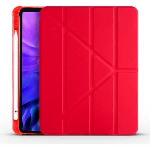 Apple iPad Air 10.9 2020 4.nesil Uyumlu Kılıf Standlı Katlanabilir Pu Silikon Tf1 Kırmızı