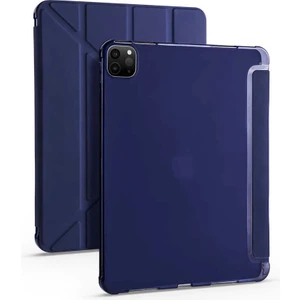 Apple iPad Pro 12.9 2022 M2 Uyumlu Kılıf Standlı Katlanabilir Pu Silikon Tf2 Lacivert
