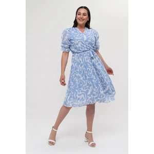 Neşeli Butik Kadın Büyük Beden Kruvaze Şifon Elbise NM8063