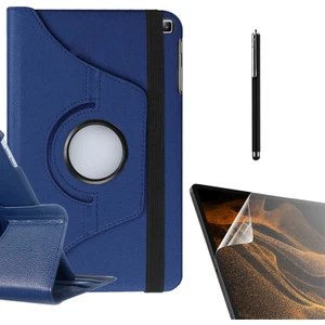 Samsung Galaxy Tab A7 10.4 T500 2020 Uyumlu Kılıf Kapaklı Standlı 360 Dönebilen Koruma DN22 + Nano + Kalem Lacivert