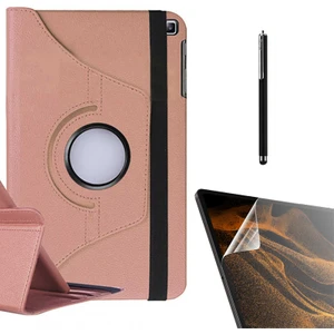 Samsung Galaxy Tab A7 10.4 T500 2020 Uyumlu Kılıf Kapaklı Standlı 360 Dönebilen Koruma DN22 + Nano + Kalem Bronz