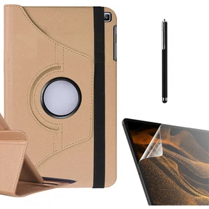 Samsung Galaxy Tab A7 10.4 T500 2020 Uyumlu Kılıf Kapaklı Standlı 360 Dönebilen Koruma DN22 + Nano + Kalem Gold