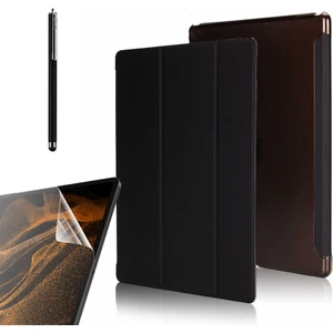 Huawei Matepad 10.4 Uyumlu Kılıf Smart Cover Kapaklı Standlı Uyku Modlu SM22 + Nano + Kalem Siyah