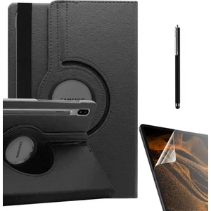 Case Street Casestreet Samsung Galaxy Tab S7 Fe T736 Kılıf Kapaklı Standlı 360 Dönebilen Koruma DN22 + Nano + Kalem Siyah