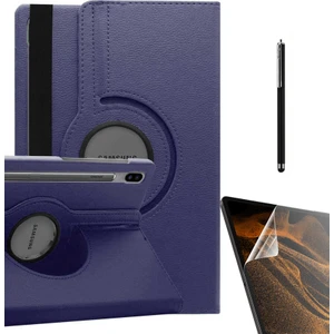 Case Street Casestreet Samsung Galaxy Tab S7 Fe T736 Kılıf Kapaklı Standlı 360 Dönebilen Koruma DN22 + Nano + Kalem Lacivert