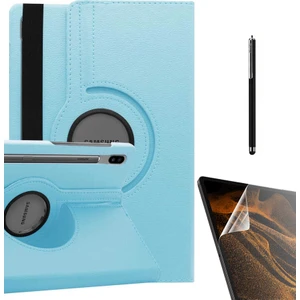 Case Street Casestreet Samsung Galaxy Tab S7 Fe T736 Kılıf Kapaklı Standlı 360 Dönebilen Koruma DN22 + Nano + Kalem Mavi