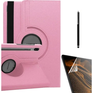 Case Street Casestreet Samsung Galaxy Tab S7 Fe T736 Kılıf Kapaklı Standlı 360 Dönebilen Koruma DN22 + Nano + Kalem Pembe