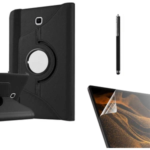 Case Street Samsung Galaxy Tab S2 9.7 T815 Kılıf Kapaklı Standlı 360 Dönebilen Koruma DN22 + Nano + Kalem Siyah