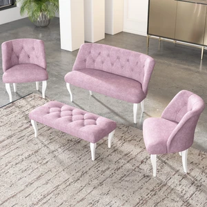 Gadahome Çay Seti Koltuk Takımı, Salon Balkon Takımı(2+1+1+Puf Beyaz Ayak)
