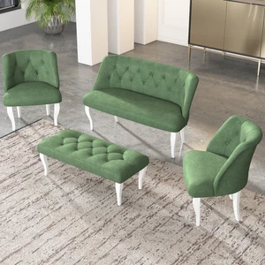 Gadahome Çay Seti Koltuk Takımı, Salon Balkon Takımı(2+1+1+Puf Beyaz Ayak)
