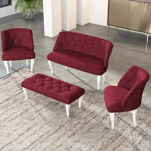 Gadahome Çay Seti Koltuk Takımı, Salon Balkon Takımı(2+1+1+Puf Beyaz Ayak)
