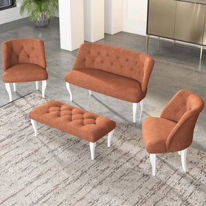 Gadahome Çay Seti Koltuk Takımı, Salon Balkon Takımı(2+1+1+Puf Beyaz Ayak)
