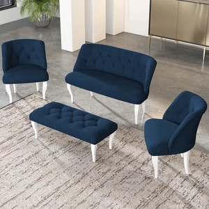 Gadahome Çay Seti Koltuk Takımı, Salon Balkon Takımı(2+1+1+Puf Beyaz Ayak)