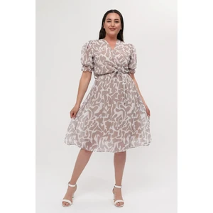 Neşeli Butik Kadın Büyük Beden Kruvaze Şifon Elbise NM8063