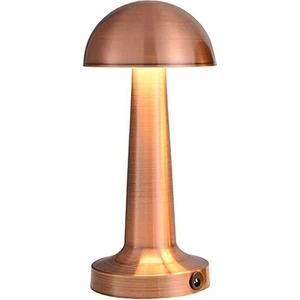 Masa Üstü Lamba - Ledli Masa Lambası - Şarjlı Mantar Gece Lambası LED Abajur - Rose Gold - 25CM